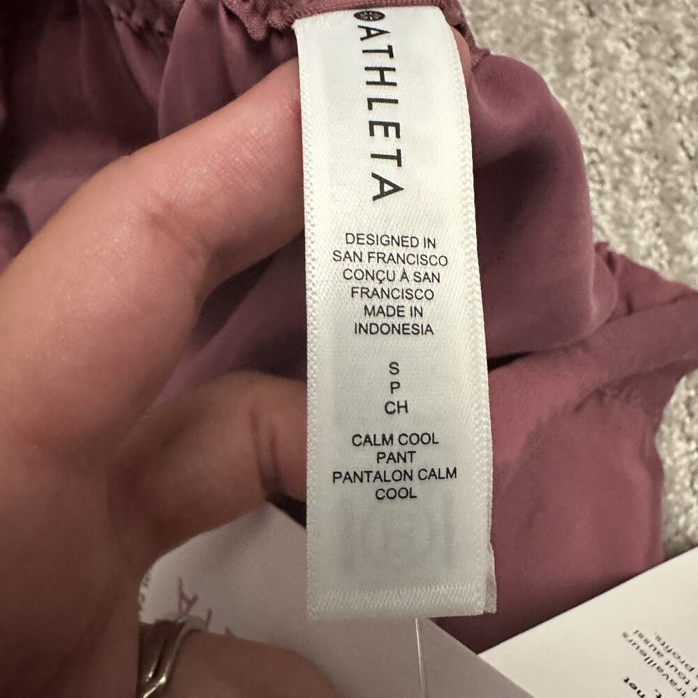 Athleta Calm Cool Pant Womens Small Purple Wide Leg Lightweight Lounge Travel - Picture 15 of 16